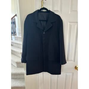 Vintage Versace Wool Blend Black Button Front Pea Coat